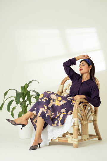 SAPHELLA Modely Floral Print Surplice Front Belted Dress