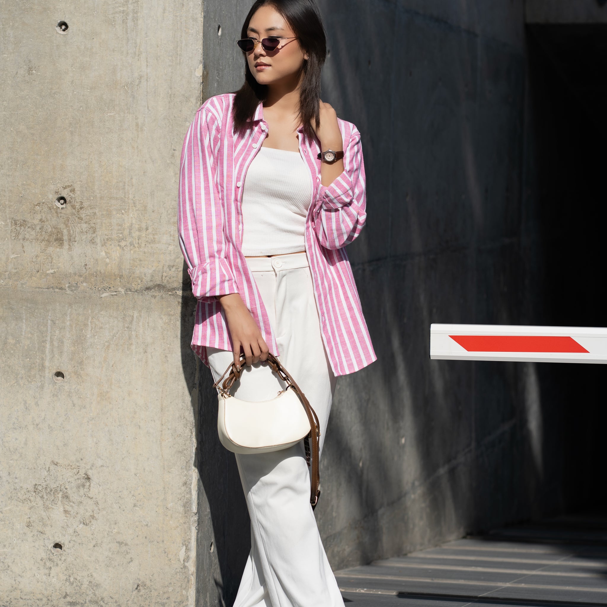 Bubblegum Striped Button-Down