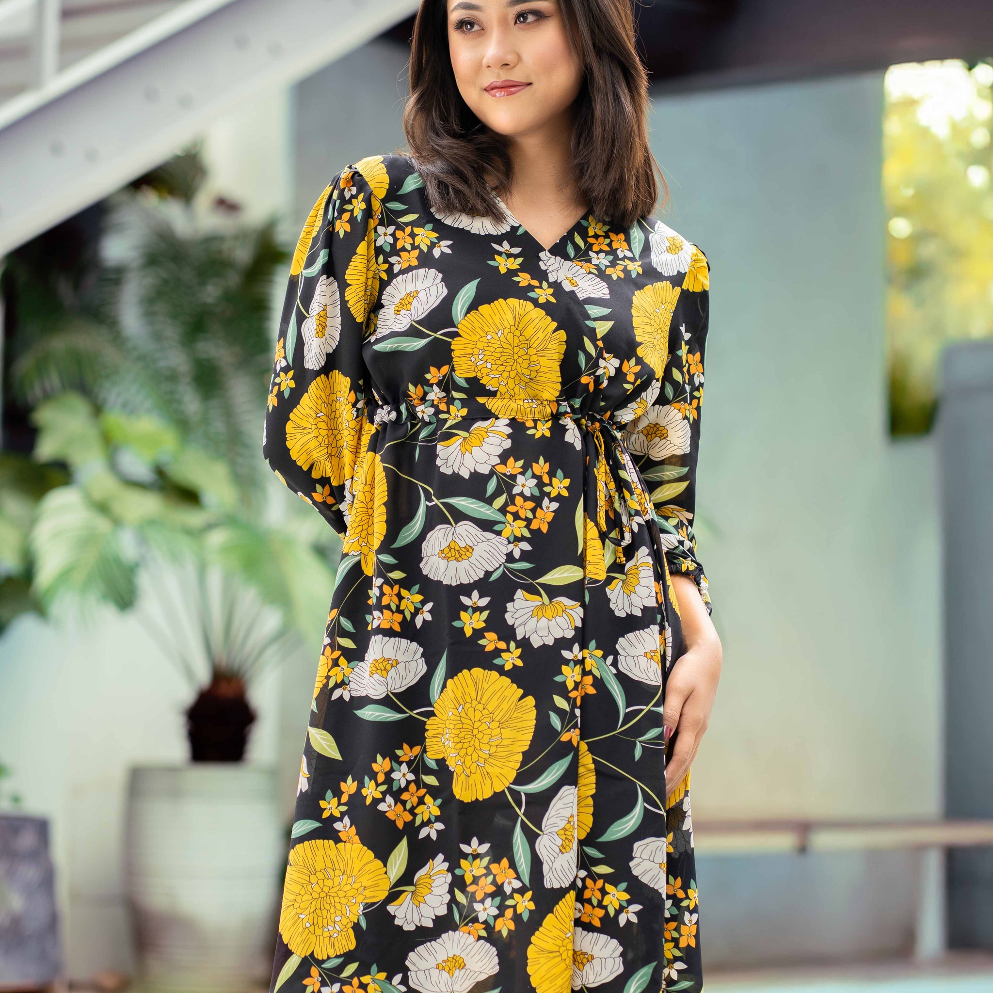 Marigold Bloom Wrap Dress