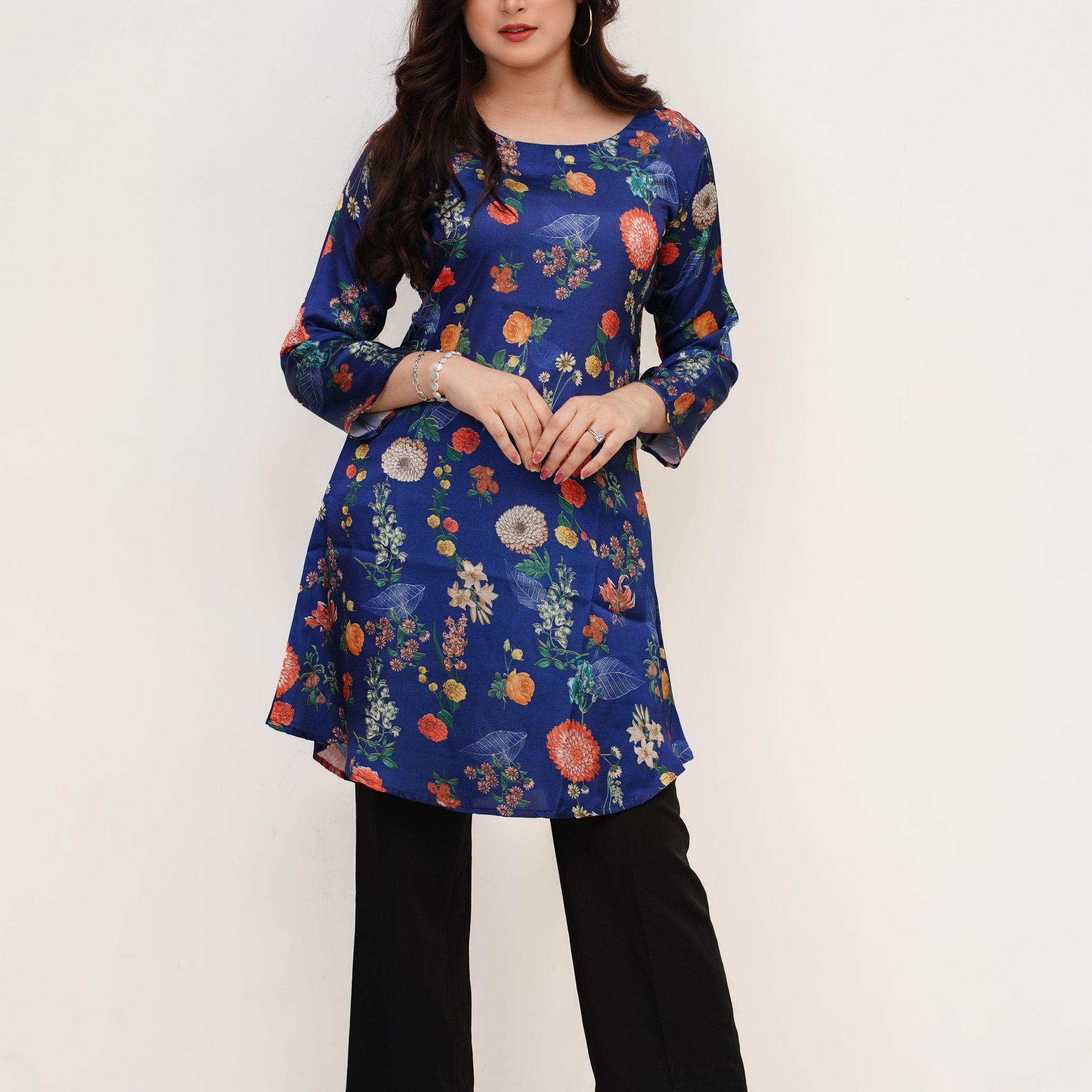 Round Neck Floral Tops
