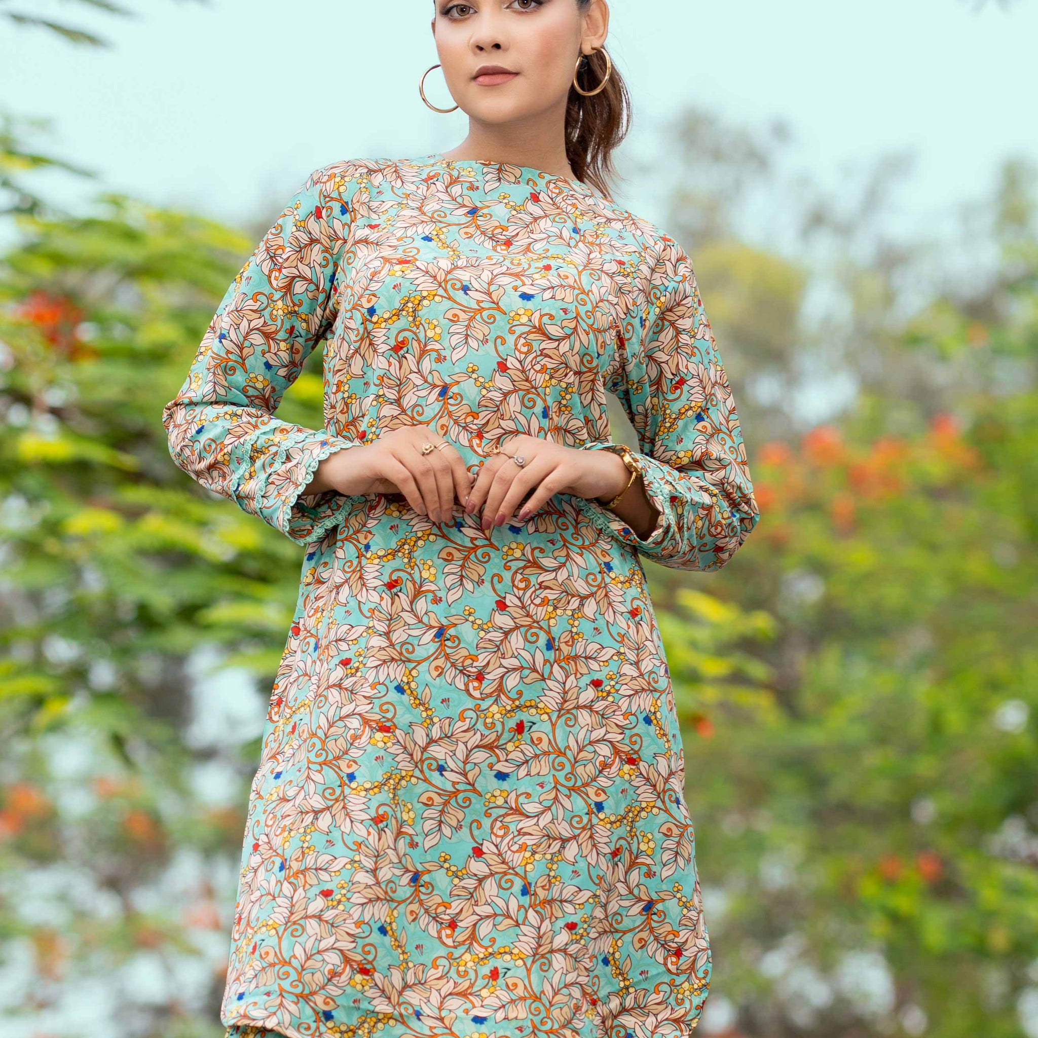 Aqua Bloom Printed Two-Piece