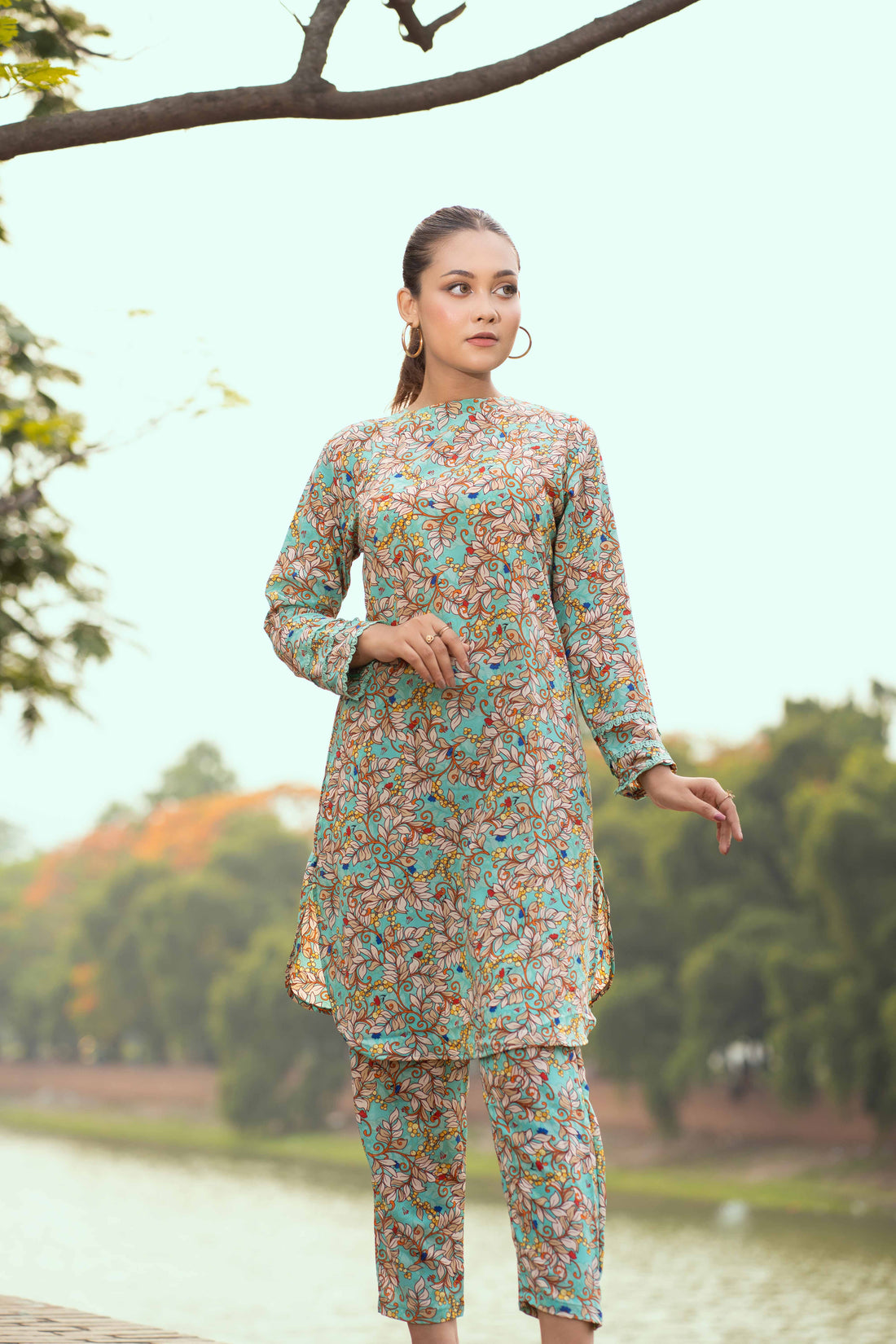 Aqua Bloom Printed Two-Piece